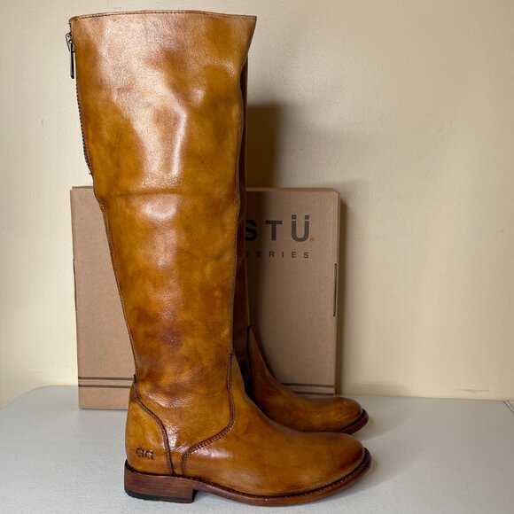 BED STU Tess Tan Distressed Leather Tall Riding Boots BEDSTU Size 8 - Picture 4 of 16